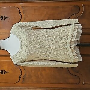 American Rag Cie Sweater | Cream / Beige | Long Sleeve | Ruffles | Y2K Size S